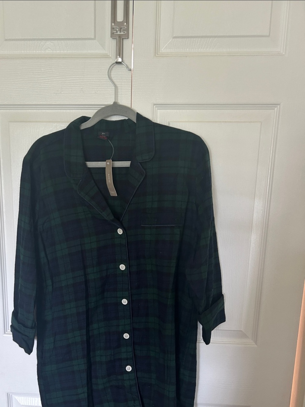 J. Crew Dark Green and Black Plaid Button-Up Shirt